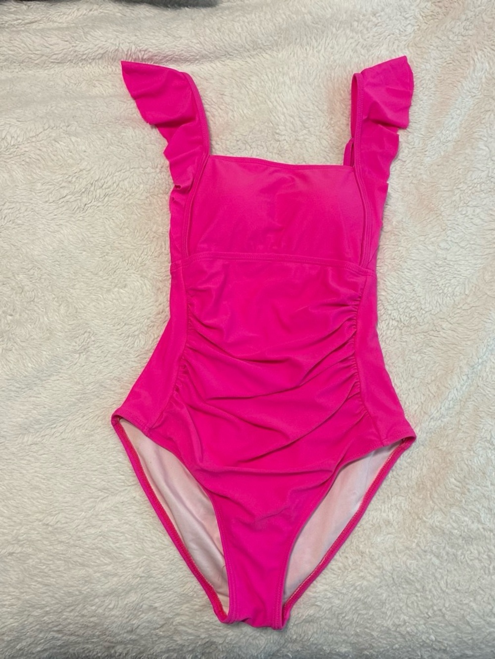 Hot Pink Ruffle Strap One-Piece Swimsuit
